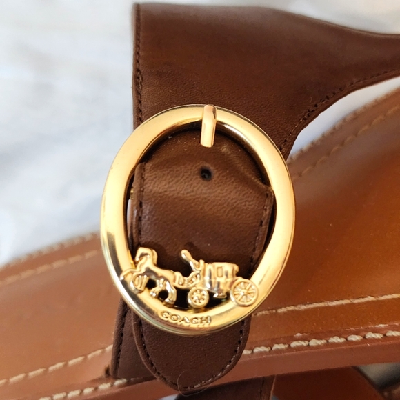 NWT Coach Lesli Leather Sandal Saddle Color - Picture 5 of 9